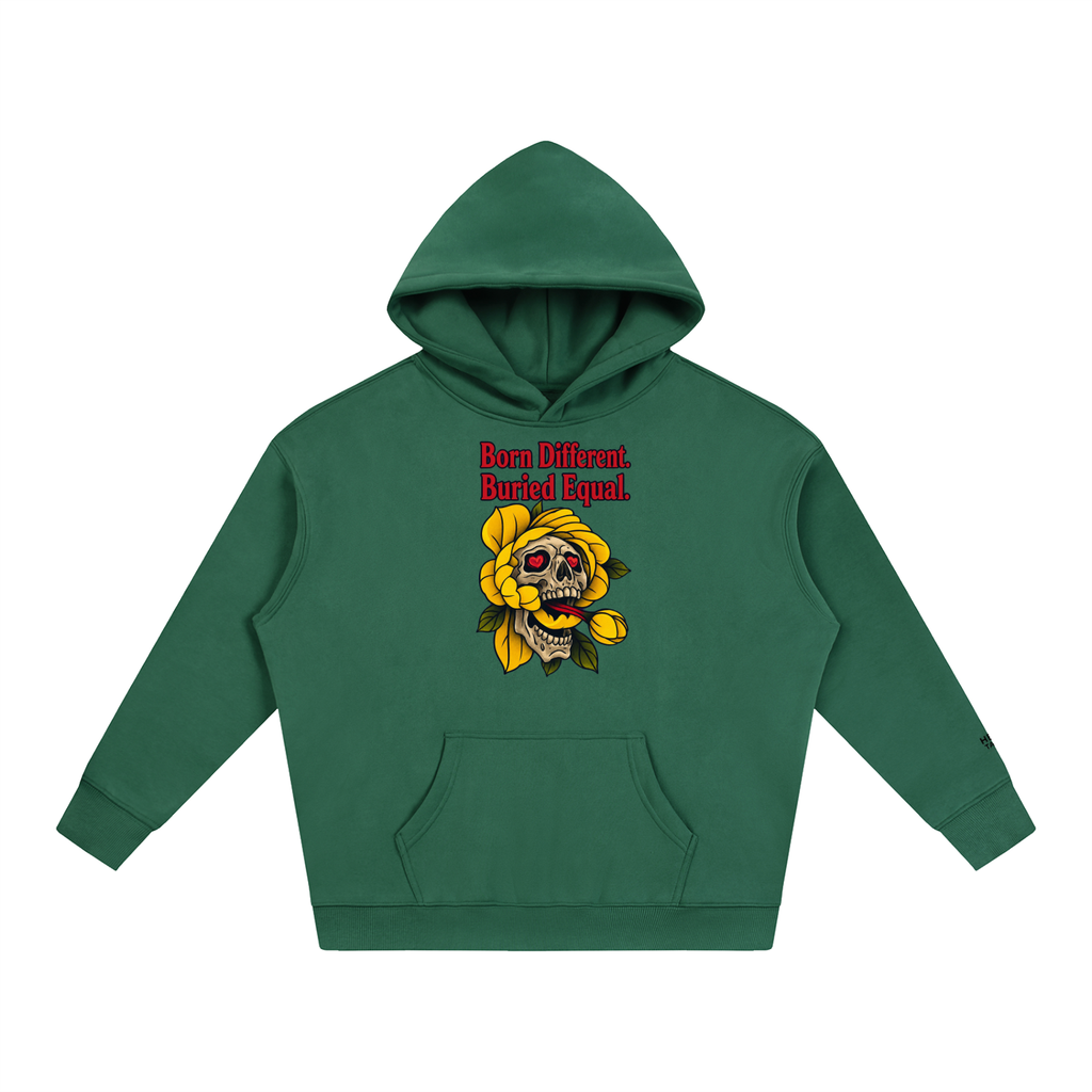 Born Different Oversized Skull Oversize Fleeced Hoodie