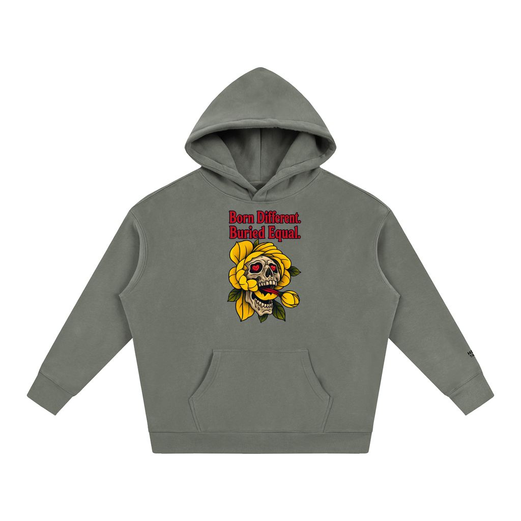 Born Different Oversized Skull Oversize Fleeced Hoodie
