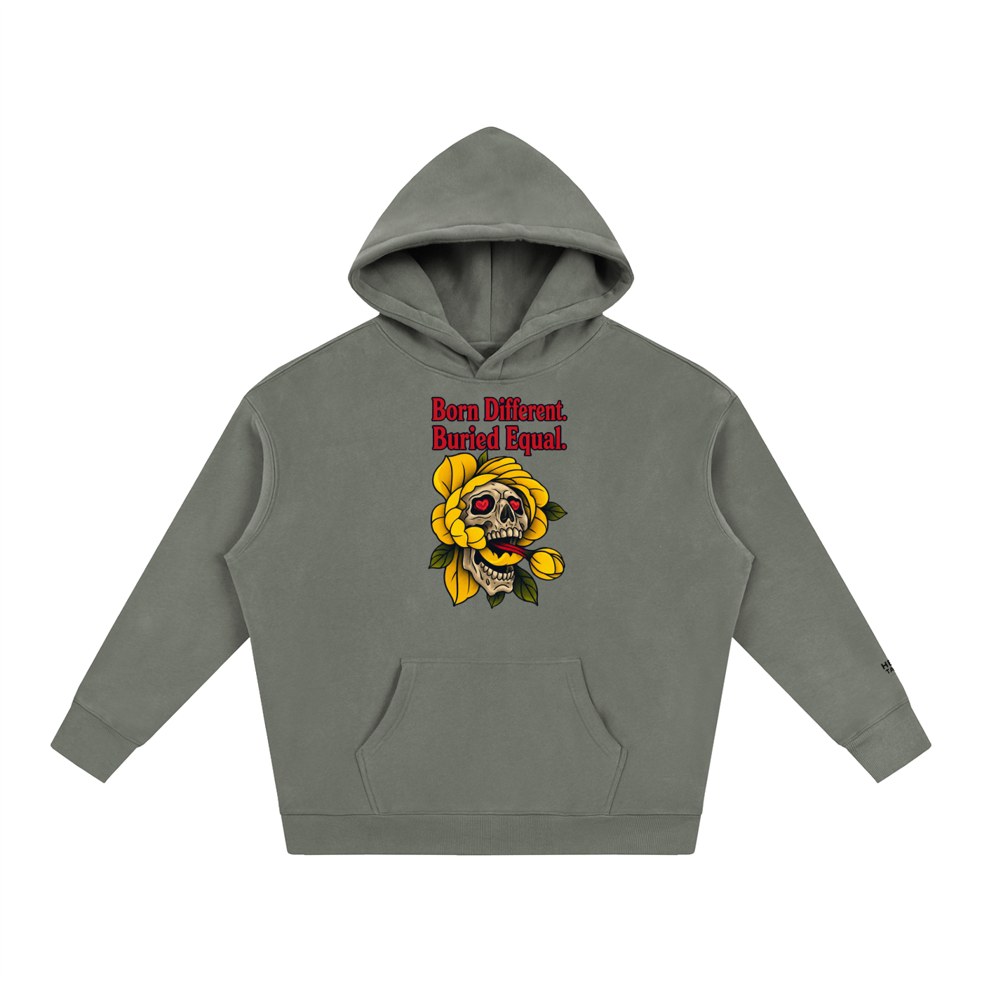 Born Different Oversized Skull Oversize Fleeced Hoodie