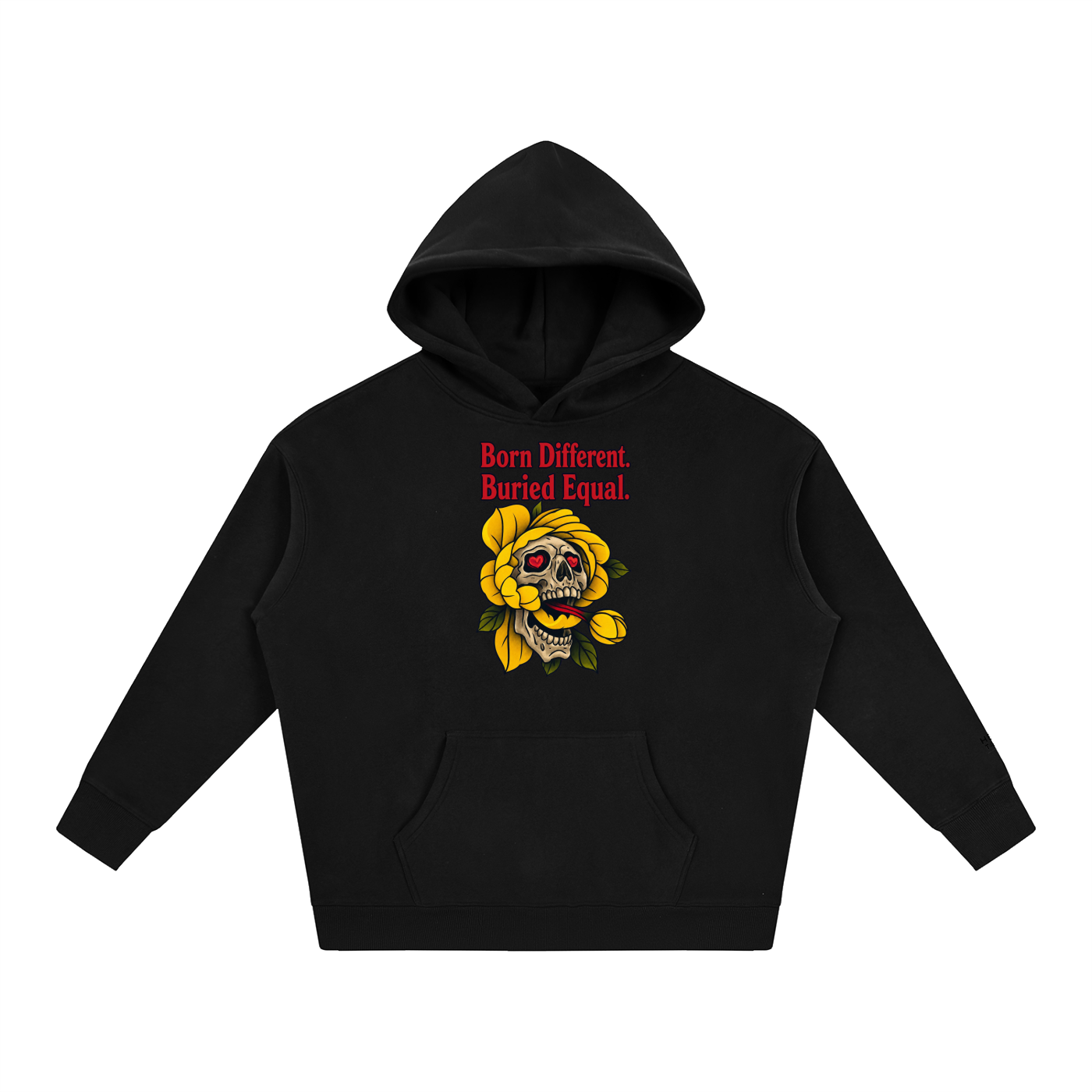 Born Different Oversized Skull Oversize Fleeced Hoodie